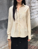 [MADE] Kael Color Matching Stripe Loose Fit Long Sleeve Shirt