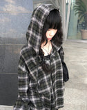 Edo Overfit Check Hood Shirt