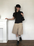 Alone Collar Cap Sleeve Wrinkle Short Sleeve Blouse Shirt