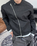 Karen Diagonal Herringbone Crop Jacket
