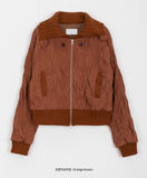 Hikan Wrinkle Collar Quilted Zip-up Jumper