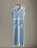 Epic Stripe Collar Sleeveless Knit One Piece