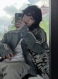 Wings Track Gradient Pinch Denim Jacket
