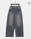 Tinta heart printing wide denim pants