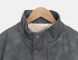 Peoen High Neck Fur Suede Jacket