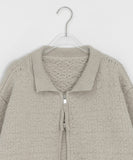 [unisex] Kamba Pocket Collar Cable Knit Zip-Up
