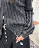 Terry Pigment Ribbed Knit Zip-Up