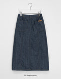 Ronconi Banding Slit Patch Denim Long Skirt