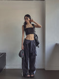 Publi Side Zipper Nylon String Pants