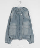 Corely Denim Two-Way Pocket Hood Over Jacket
