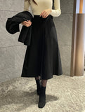 Milka Wool Brushed Pleats Long Skirt