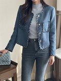 Saleh Color Matching Tweed Short Jacket