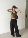 Ronber Pocket String Slit Wide Two-Way Pants