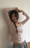 Sojin Lace Shirring Button T-Shirt