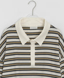 [unisex] Mickens Waffle Stripe Collar Tee