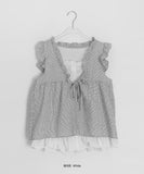 Hakeel Check Shirring Lace Layered Blouse