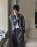 Noir Tweed Pocket Round Cardigan