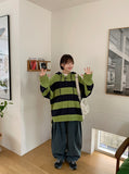 [unisex] Araki Stripe Cable Hood Warmer Knit