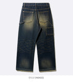 Yellow Washing Double Knee Denim Pants