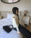 Shapin Suede Leather Combi Shoulder Bag