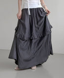 Sieolin Frill See-through Long Skirt