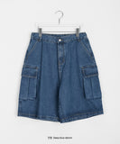 [unisex] Netico Banding Bermuda Denim Cargo Pants