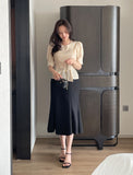 Marisa Short Sleeve Puff Unbalanced Wrap Blouse