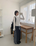 Tomiki banding string dot fleece wide pants