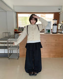 Venenti banding dot frill layered skirt pants