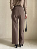Divet Two Pin Tuck Brushed Span Wide Slacks