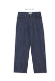 Linen Raw Edge Wide Denim Pants