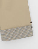 Monique Check Color Matching Cotton Wide Banding Pants