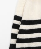 Lovely stripe collar half zip-up knit