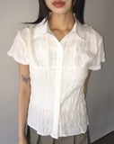 Pedi Stripe Embo Wrinkle Short Sleeve Shirt