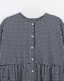Mingo Check Shirring Short Sleeve Blouse
