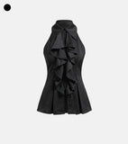 Frill tie-neck blouse