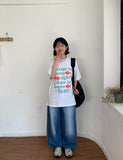Kokans Summer Washing Denim Wide Pants