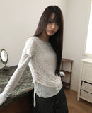 [MADE] Ronen Shirred Short Sleeve Layered Tencel Long Sleeve T-shirt