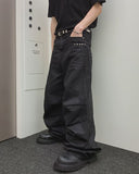 Cozy Stud Coating Wide Pants