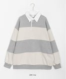 [unisex] Minch Stripe Rugby Collar Long Sleeve Tee