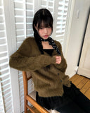 Laha Angora V-neck Fur Cardigan