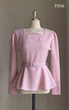 Minoa tweed belt blouse