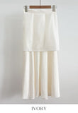 Meshian banding flare long skirt