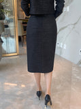 Elisa tweed slit skirt