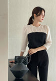 Niaki see-through color matching three quarter length blouse