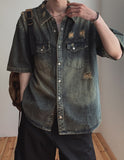 Duke Damage Washed Denim Short Sleeve Shirt