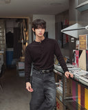 Conien Muscle Fit Henley Neck Long Sleeve T-shirt