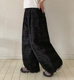 Nibont Summer Embroidery Punching Banding Wide Pants