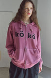 [2-WAY] KOKO Applique Pigment Hooded Zip-Up