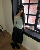 Partin Boat Neck Three Quarter Color Matching T-shirt